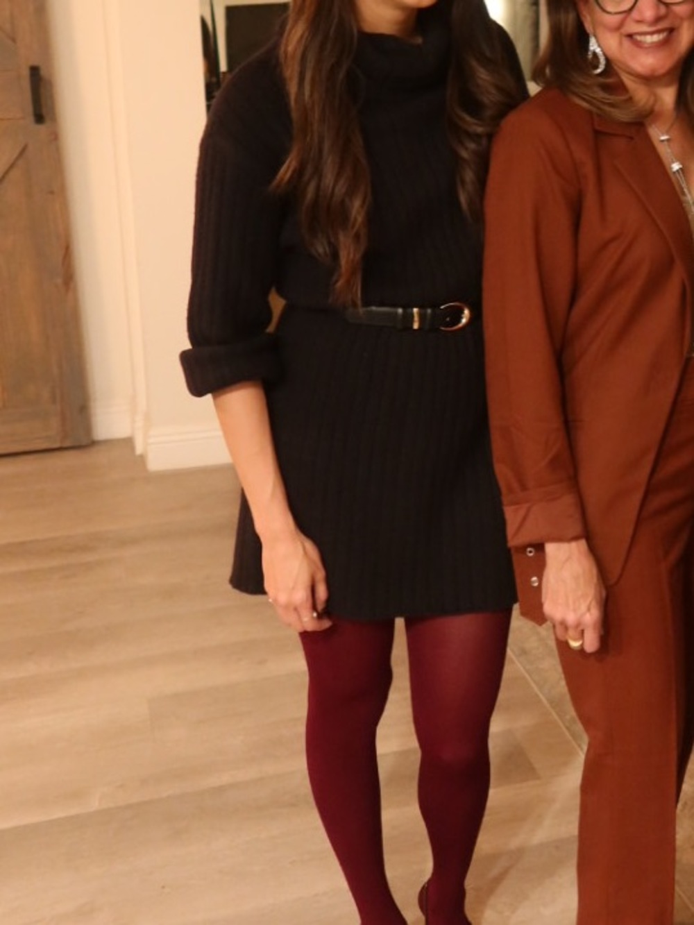 Ribbed Black Turtleneck Sweater Dress